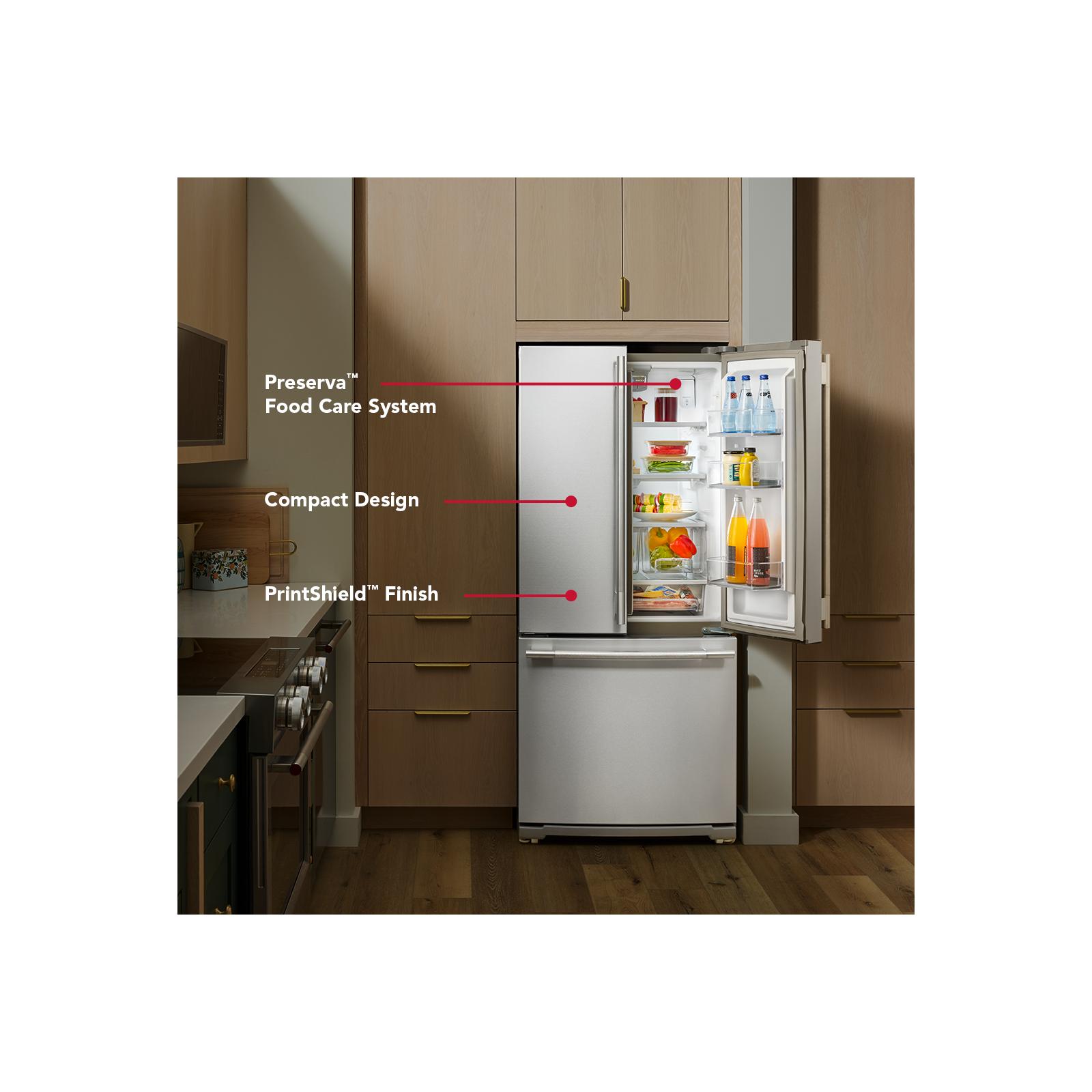 KitchenAid 30" 20.0 Cu. Ft. PrintShield Stainless Steel Standard Depth French Door Refrigerator - KRFF330SPS