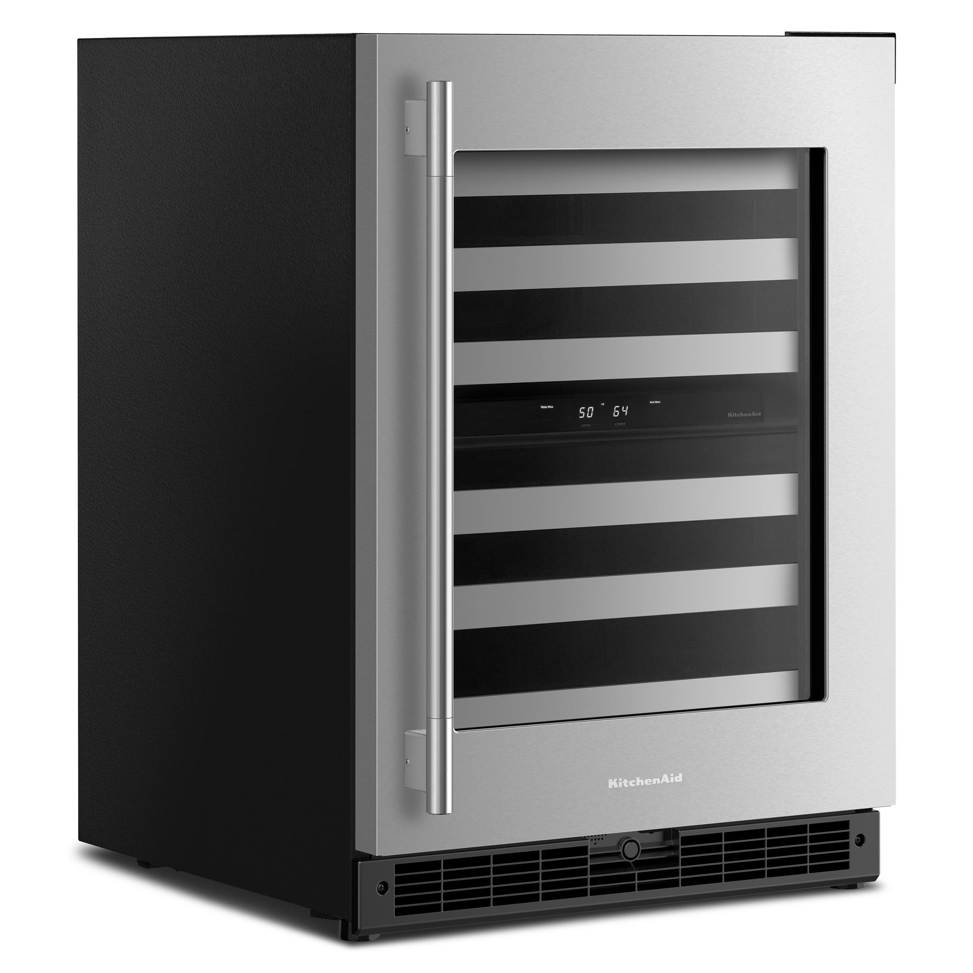 KitchenAid 24" 5.0 Cu. Ft. Black Cabinet with Stainless Steel Doors Undercounter Refrigerator - KUWR324SSB