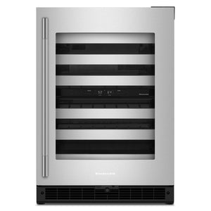 KitchenAid 24" 5.0 Cu. Ft. Black Cabinet with Stainless Steel Doors Undercounter Refrigerator - KUWR324SSB