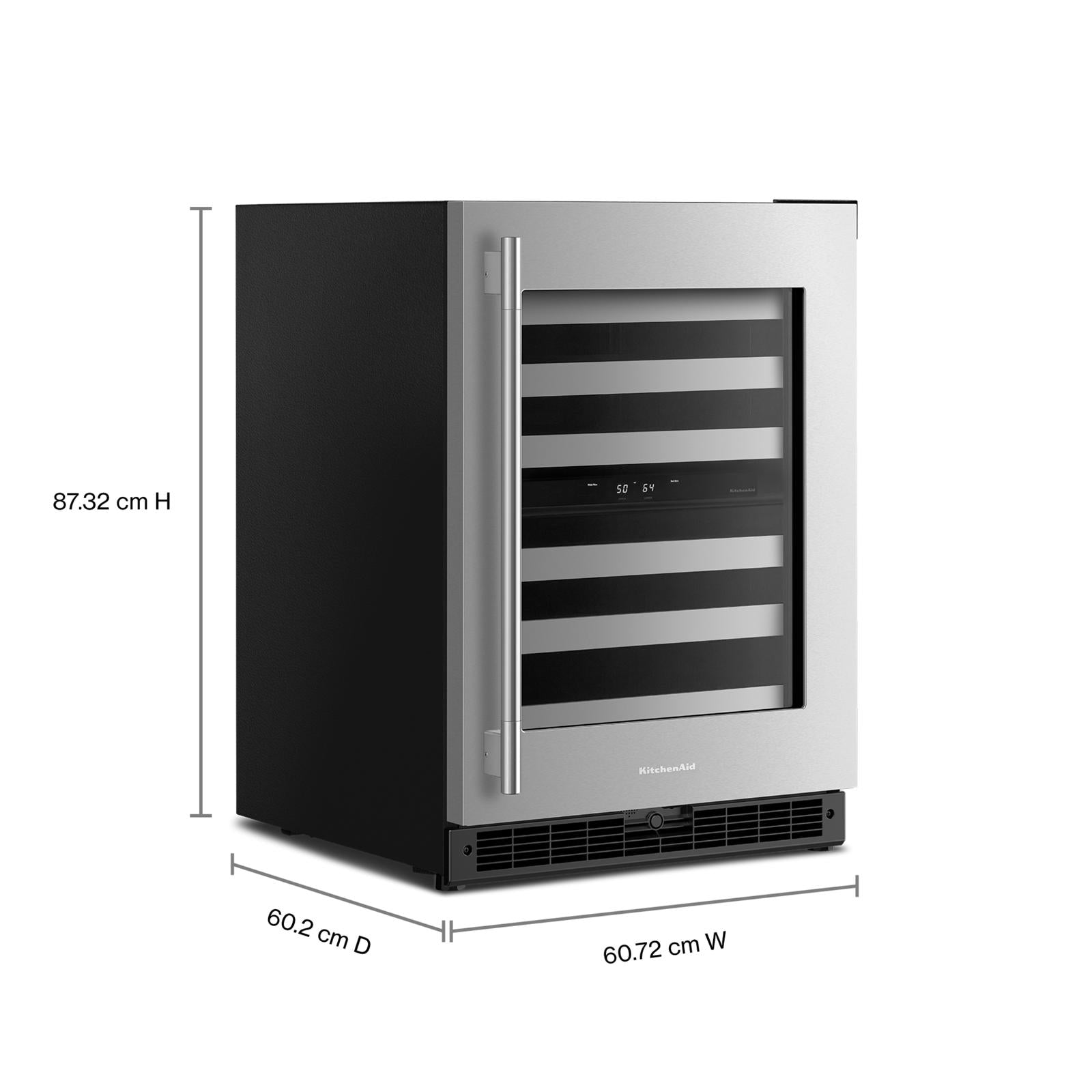 KitchenAid 24" 5.0 Cu. Ft. Black Cabinet with Stainless Steel Doors Undercounter Refrigerator - KUWR324SSB