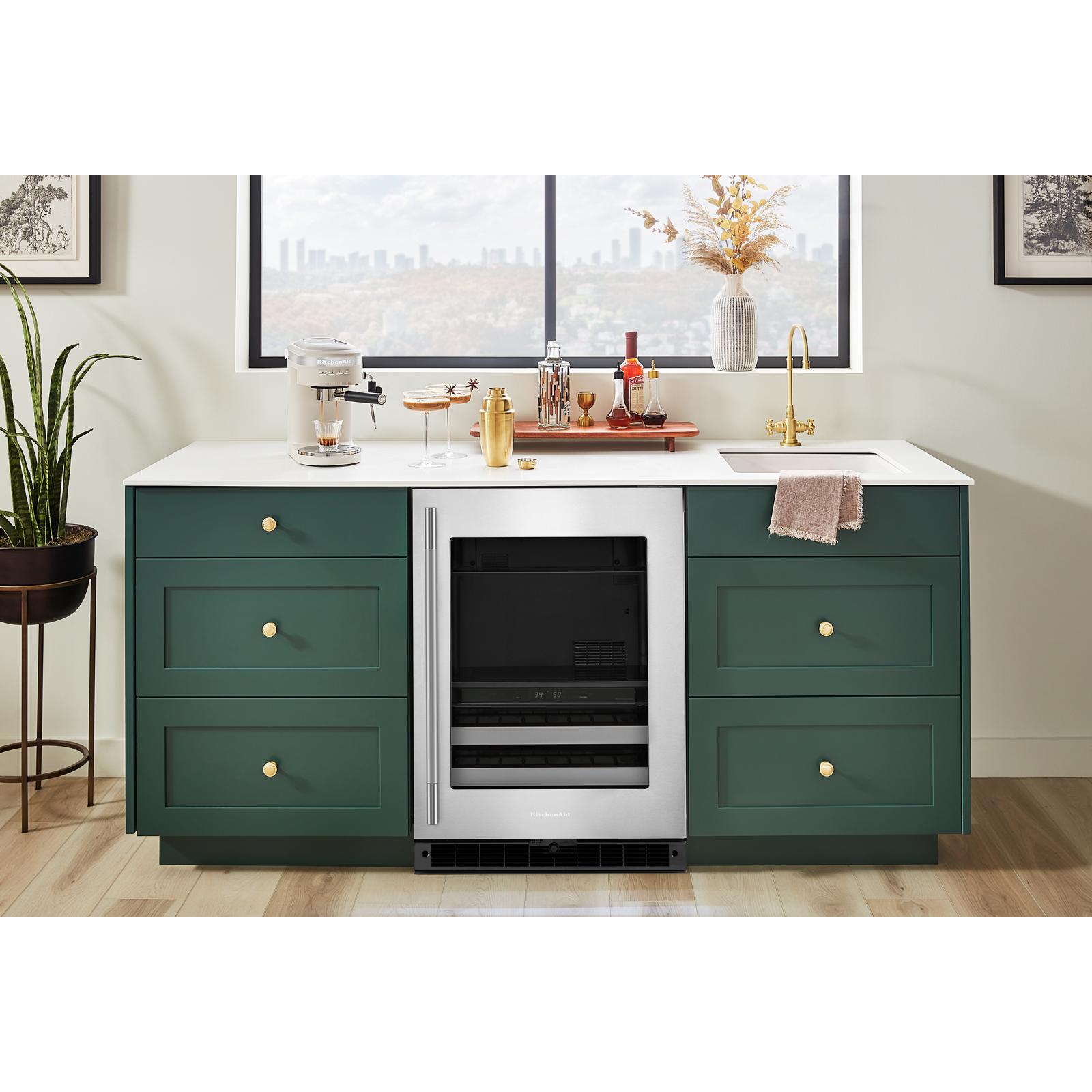 KitchenAid 24" 5.0 Cu. Ft. Black Cabinet with Stainless Steel Doors Undercounter Refrigerator - KUWR324SSB