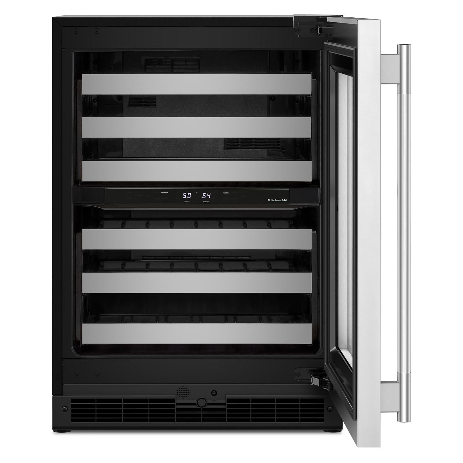 KitchenAid 24" 5.0 Cu. Ft. Black Cabinet with Stainless Steel Doors Undercounter Refrigerator - KUWR324SSB