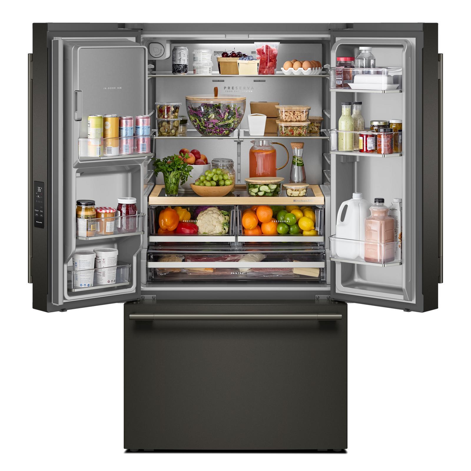 KitchenAid 36" 30 Cu. Ft. Black Ore French Door Refrigerator - KRFF436SBE