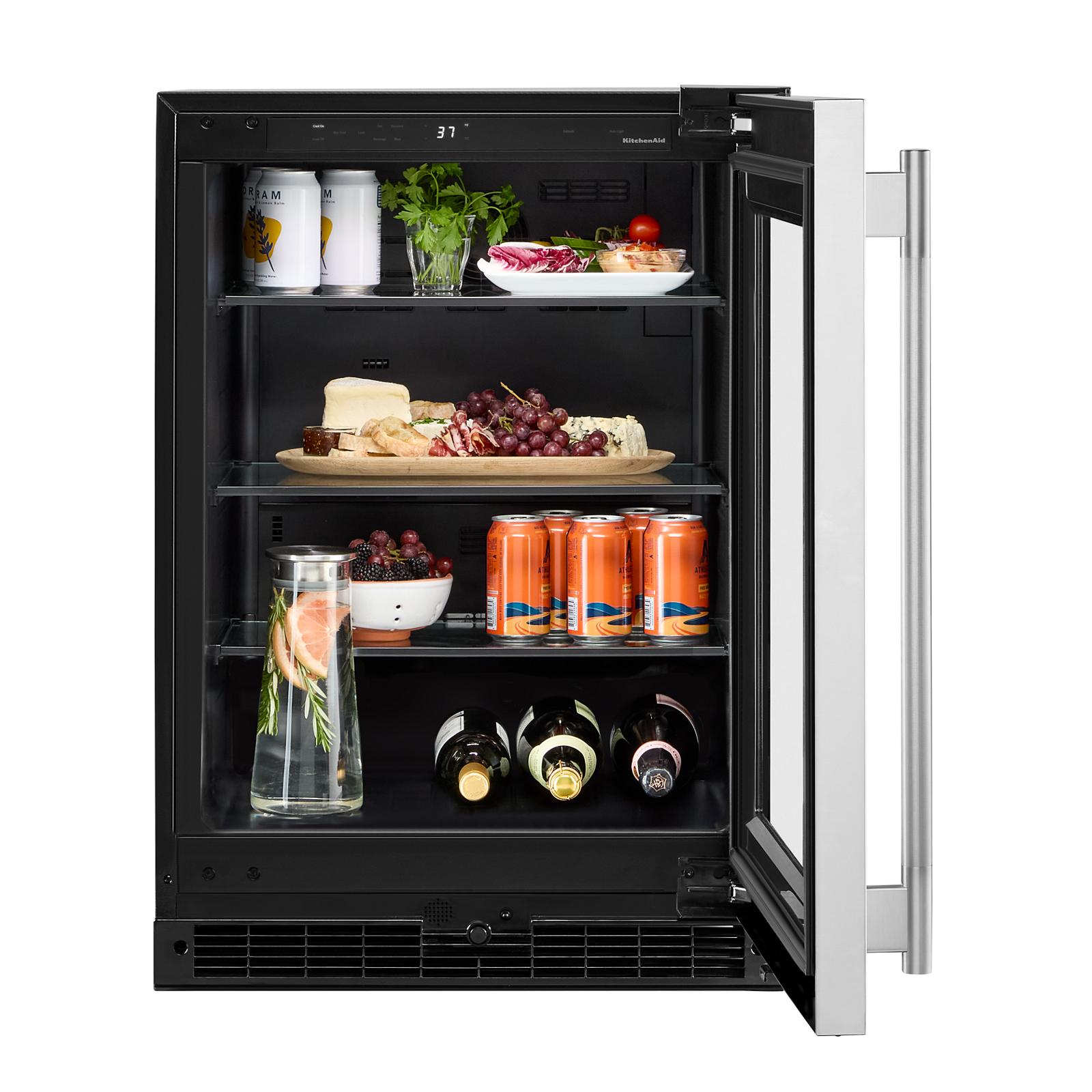 KitchenAid 24" 5.2 Cu. Ft. Black Cabinet with Stainless Steel Doors Undercounter Refrigerator - KURR324SSB