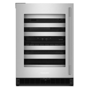 KitchenAid 24" 5.0 Cu. Ft. Black Cabinet with Stainless Steel Doors Undercounter Refrigerator - KUWL324SSB