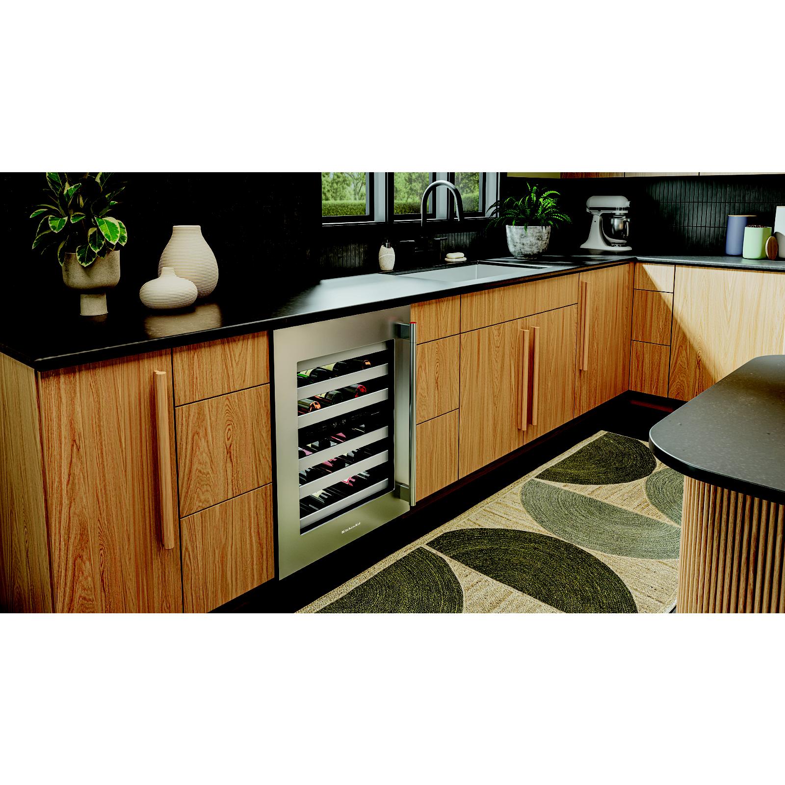 KitchenAid 24" 5.0 Cu. Ft. Black Cabinet with Stainless Steel Doors Undercounter Refrigerator - KUWL324SSB