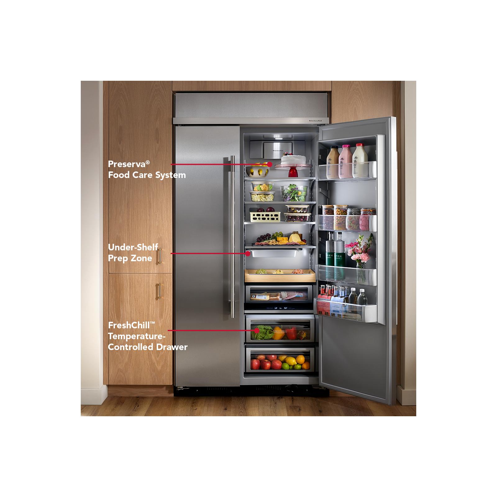 KitchenAid 48" 30.0 Cu. Ft. PrintShield Stainless Steel Built-In Side-by-Side Refrigerator - KBSN748SPS