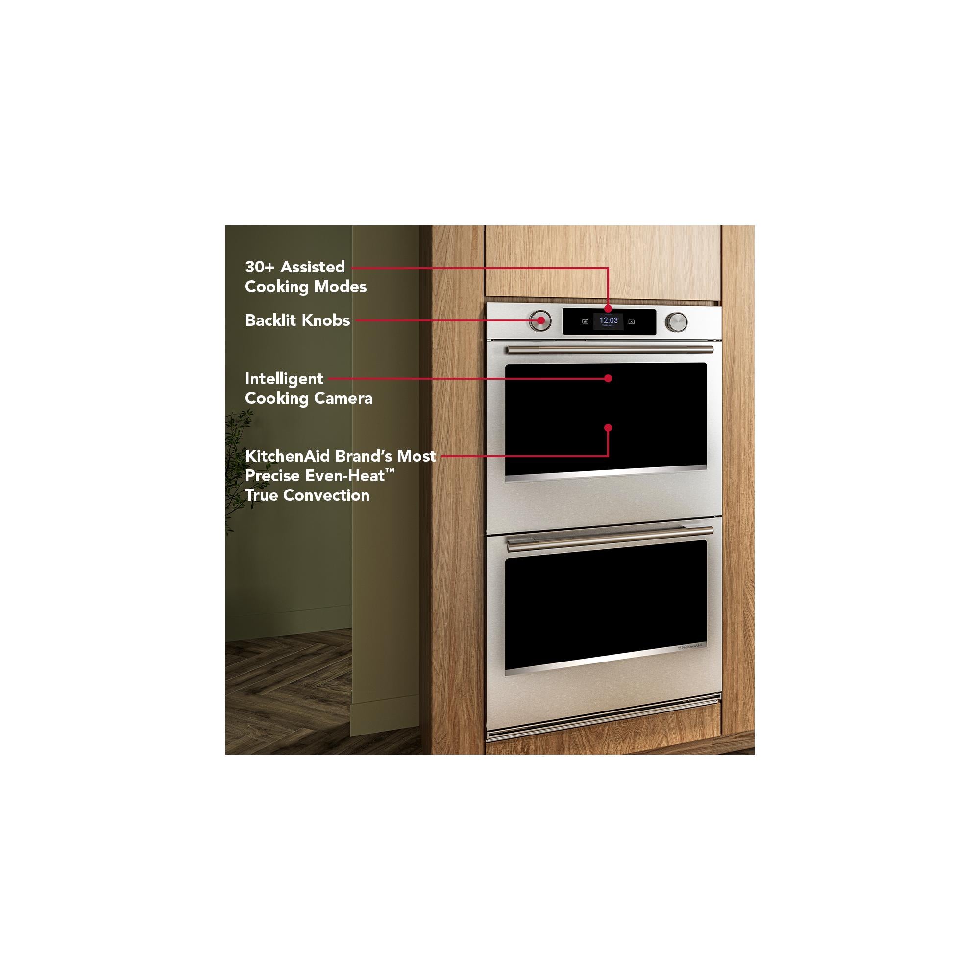 KitchenAid PrintShield™ Stainless 30" Smart Electric Double Wall Oven with Intelligent Cooking Camera (10 Cu. Ft.) - KOED930SPS--