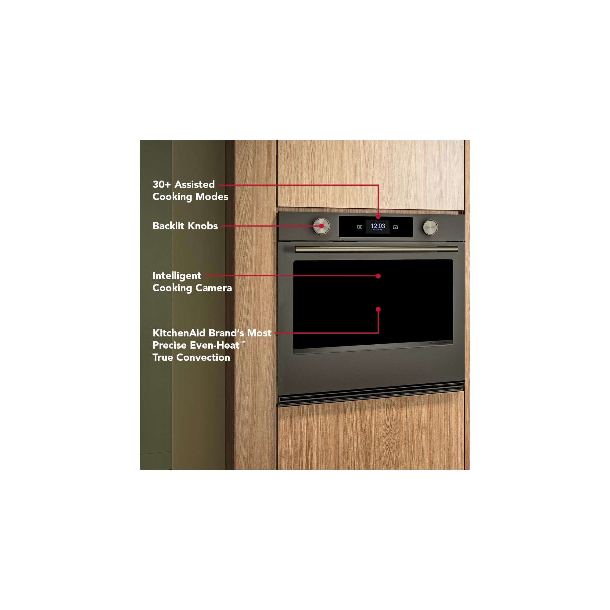 KitchenAid Black Ore 30" Wall Oven with Intelligent Cooking Camera (5 cu ft) - KOES930SBE--