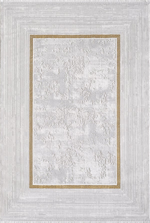 Merinos Lazer 6'6" x 9'5" Area Rug with Underpad - Light Grey