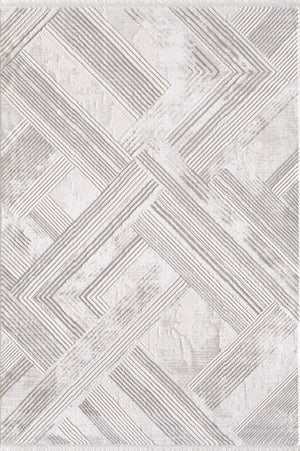 Merinos Lazer 5'3" x 7'5" Area Rug with Underpad - Cream