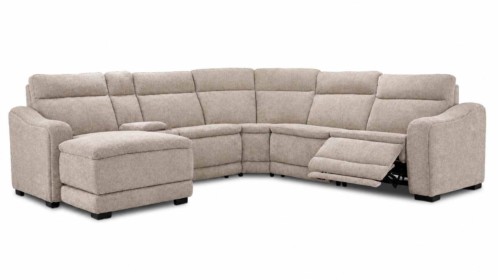 Madison 6-Piece Dual Power Reclining Sectional with Left-Facing Chaise - Beige