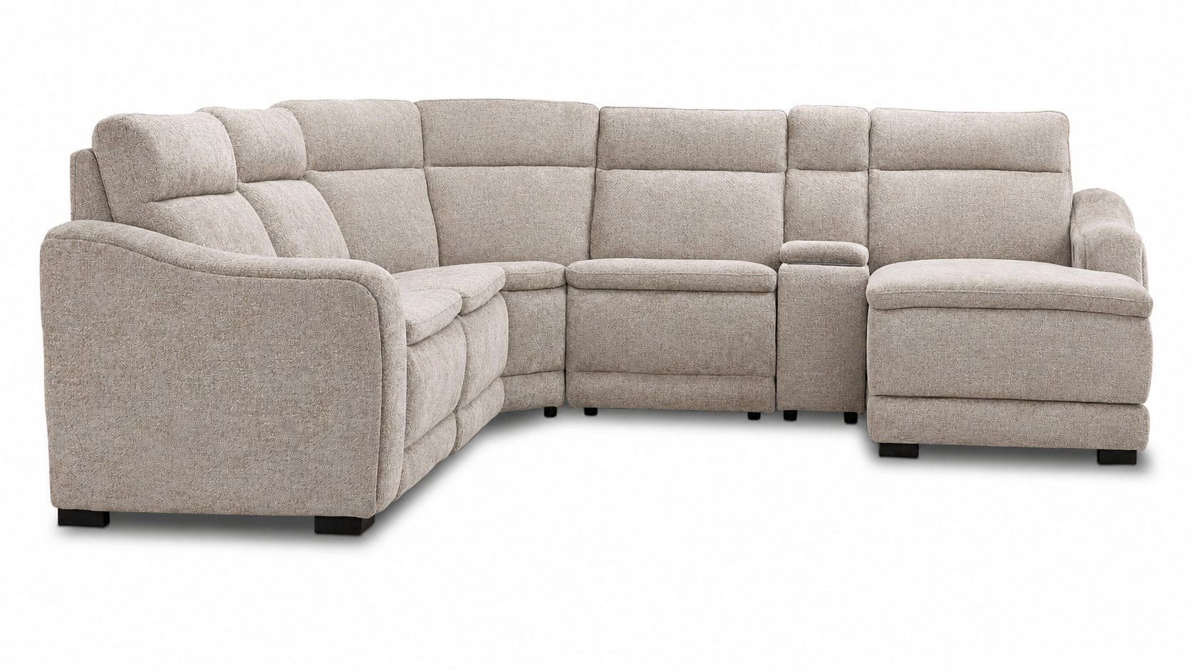 Madison 6-Piece Dual Power Reclining Sectional with Right-Facing Chaise - Beige