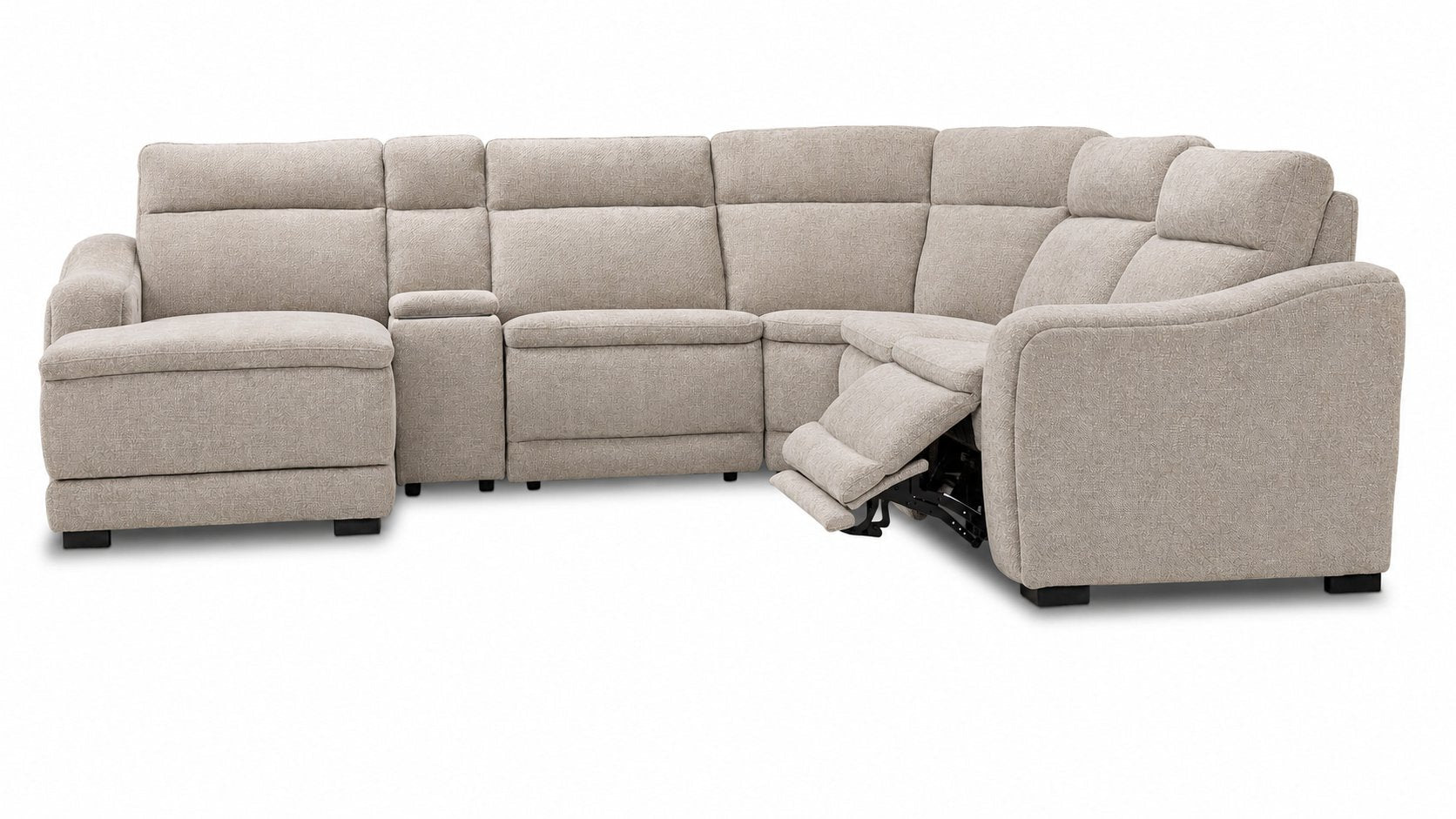 Madison 6-Piece Dual Power Reclining Sectional with Left-Facing Chaise - Beige