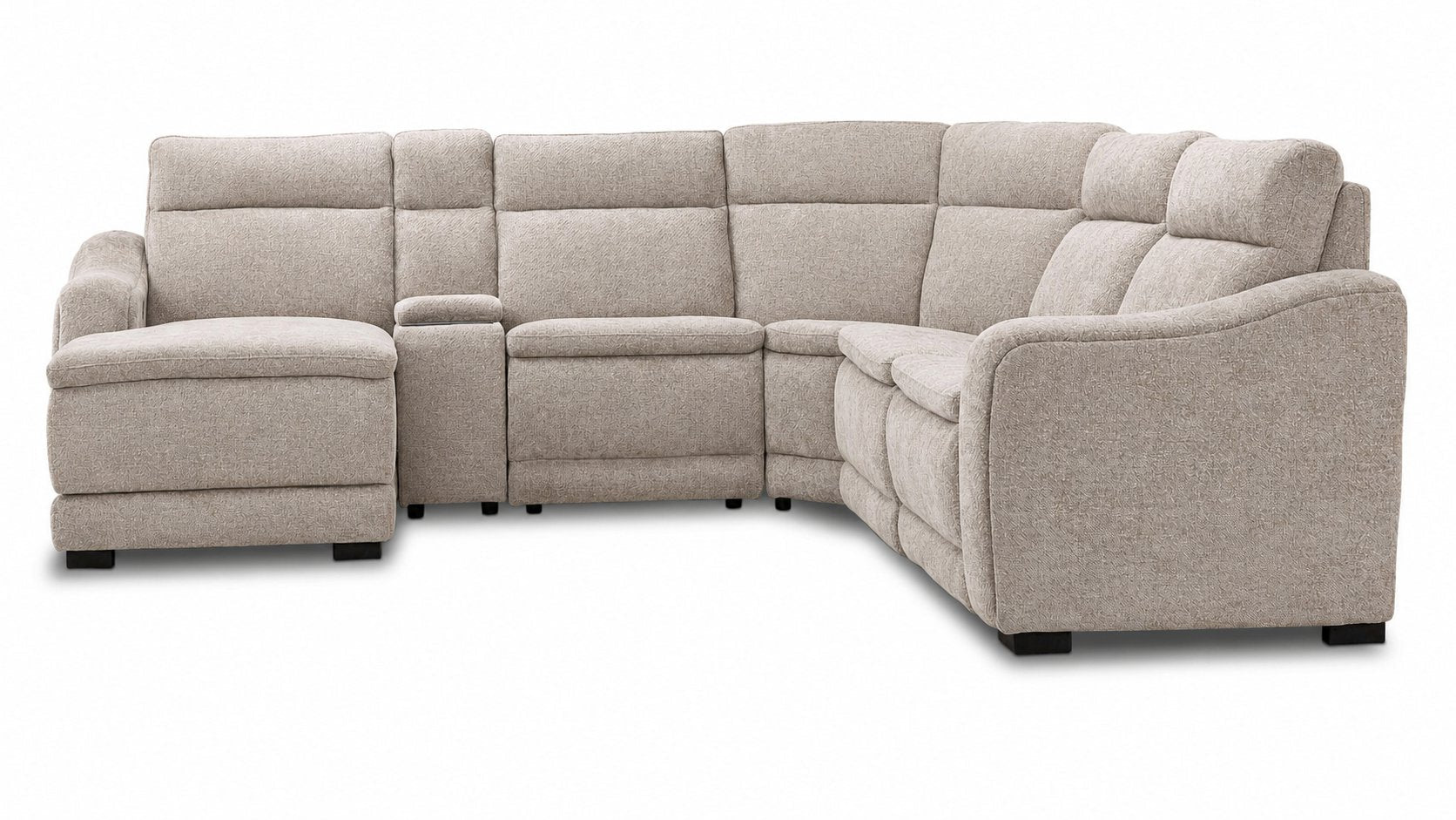 Madison 6-Piece Dual Power Reclining Sectional with Left-Facing Chaise - Beige