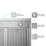 VICTORY Stainless Steel 42" 1200 CFM Wall Mount Range Hood - Twister-MAX-42--