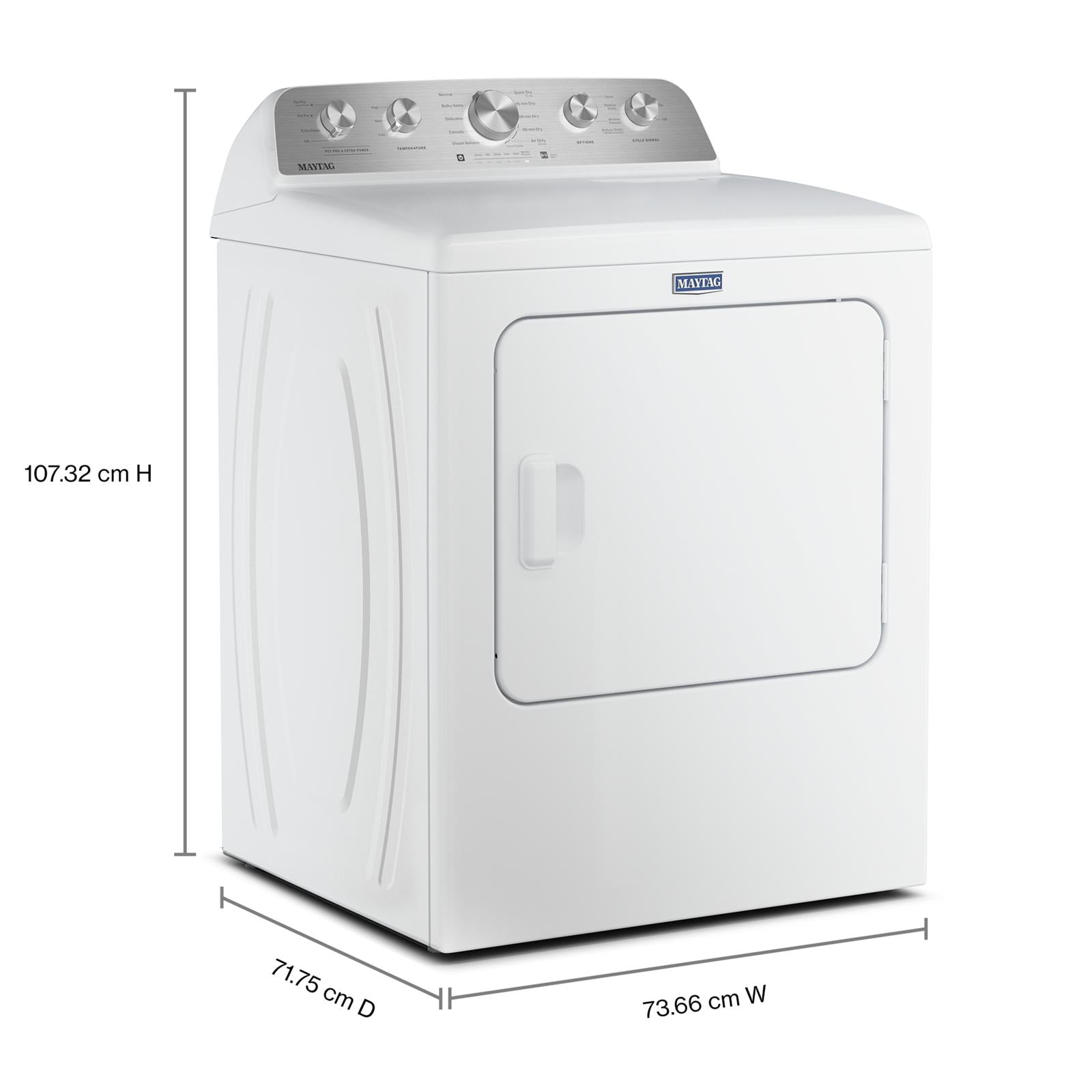 Maytag White Steam Electric Dryer (7.0 Cu. Ft.) with Pet Pro Option - YMED5605RW