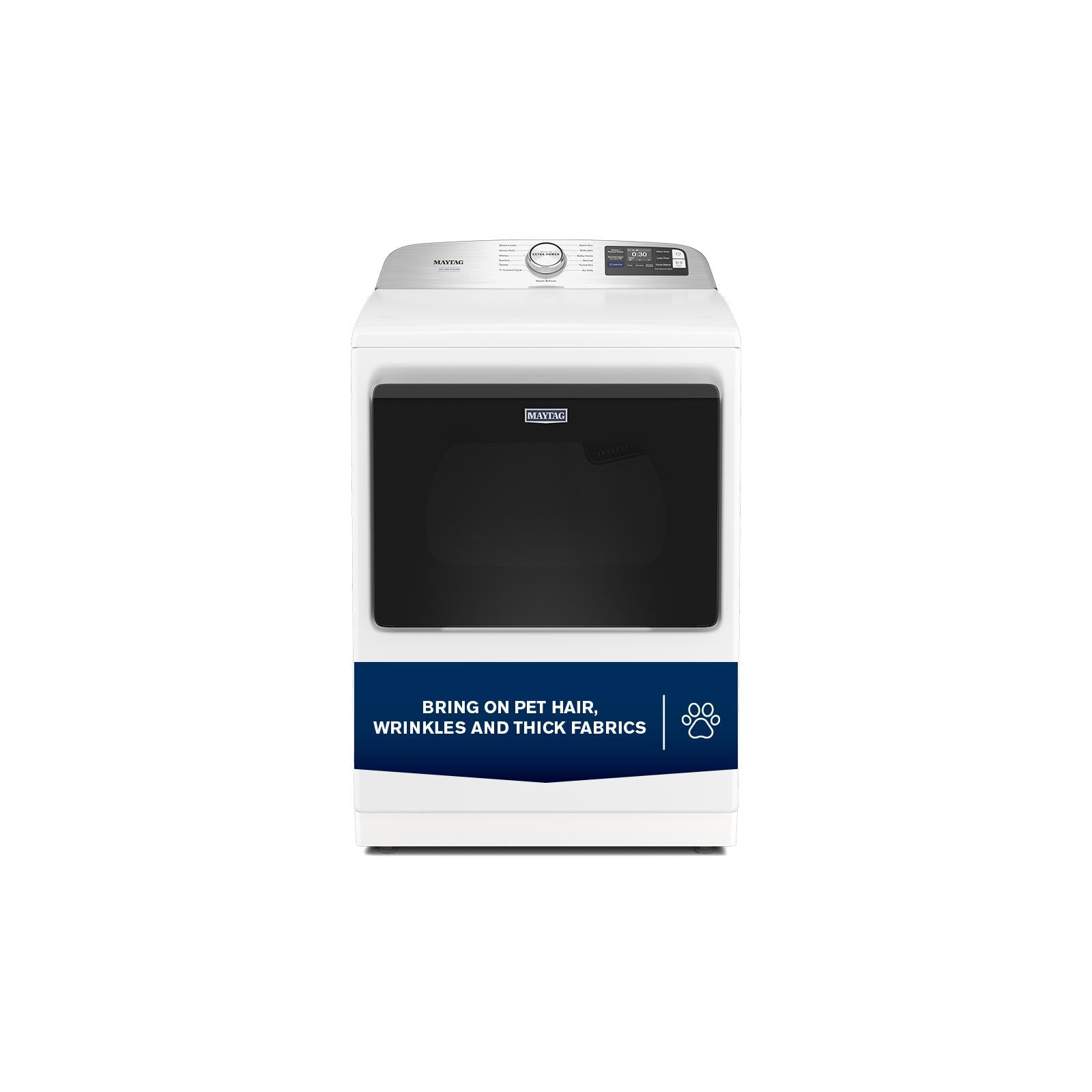 Maytag White Smart Electric Dryer (7.4 Cu. Ft.) with Pet Pro System - YMED7205RW--