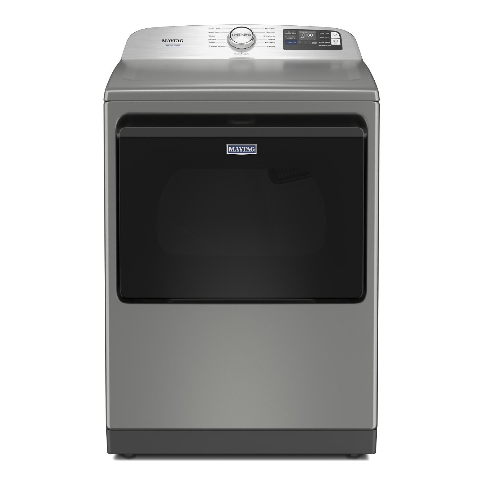 Maytag Radiant Silver Smart Steam Electric Dryer ( 7.4 Cu. Ft.) with Pet Pro System - YMED7205RR