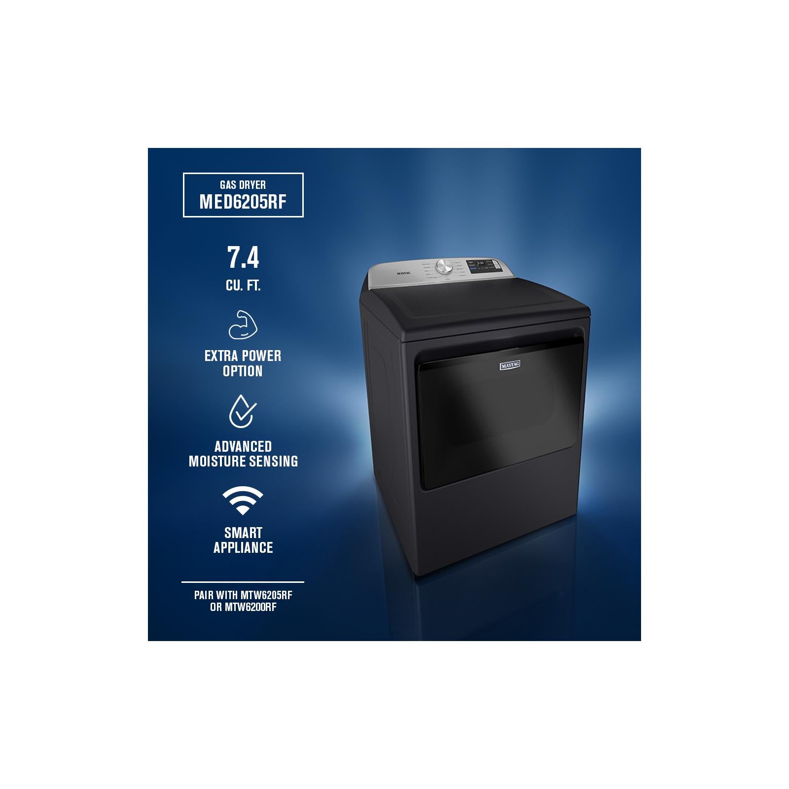 Maytag Midnight Steel Smart Electric Dryer (7.4 Cu. Ft.) with Extra Power - YMED6205RF--