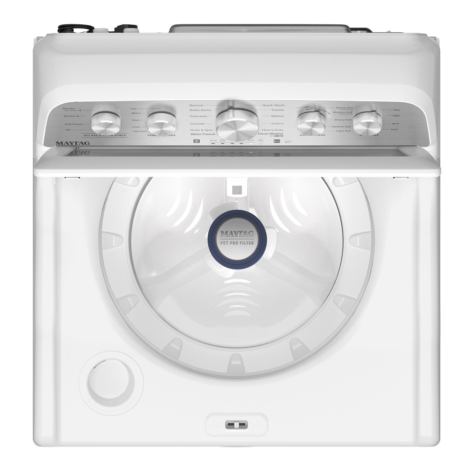 Maytag White Top Load Agitator Washer (5.4 Cu. Ft. IEC) with Extra Power and Pet Pro Option - MTW5605RW