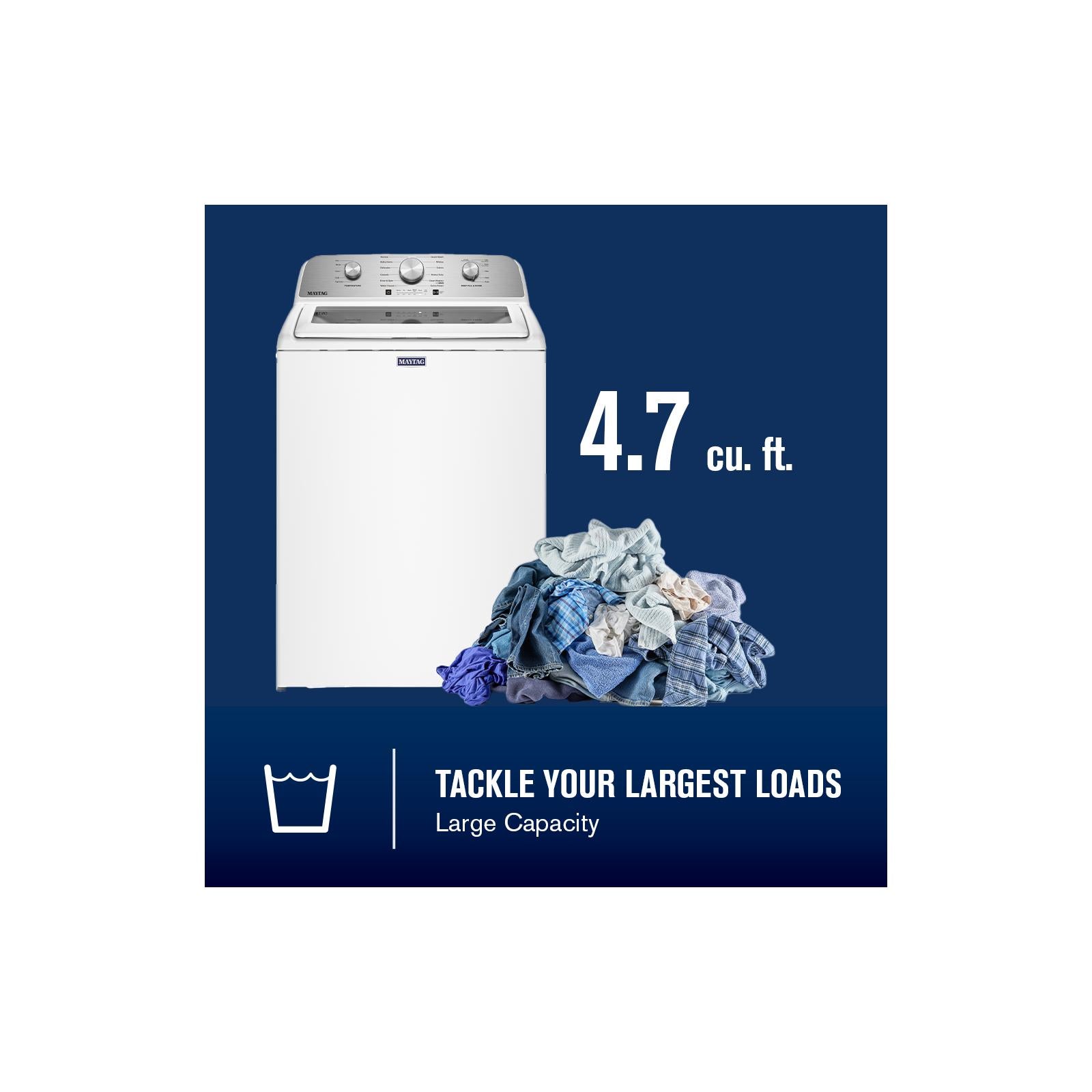 Maytag White Top Load Agitator Washer (5.4 Cu. Ft. IEC) with Extra Power Cycle - MTW5205TW