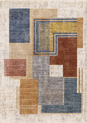 Muse 7'10" x 10'2" Layered Geometric Design Area Rug - Blue, Red, Orange