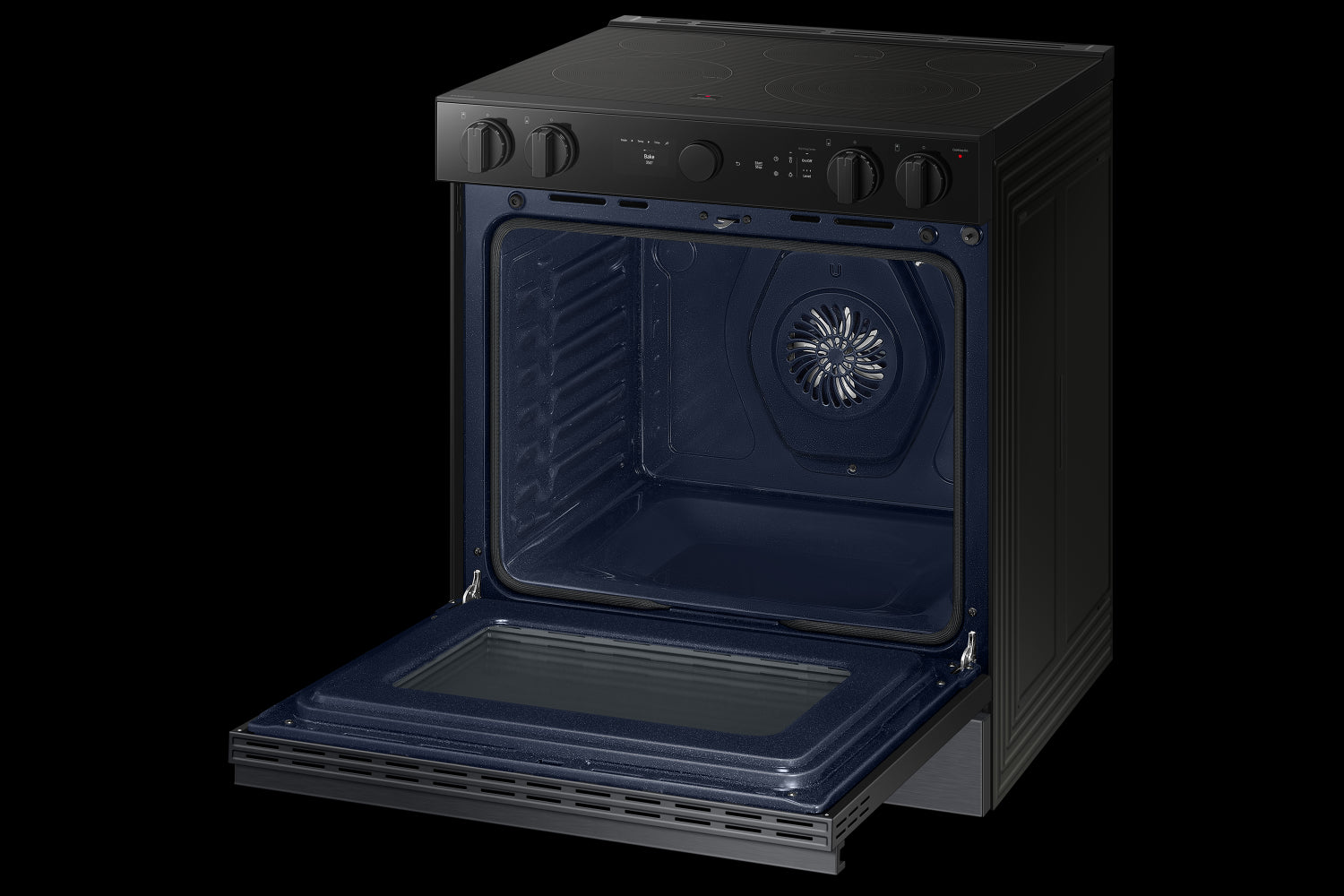 Samsung BESPOKE Matte Black Steel 30" True Convection Slide In Range with Air Sous Vide & Air Fry (6.3cu.ft.) - NSE6DG8500MTAC