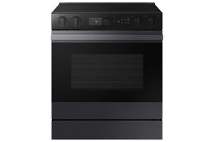 Samsung BESPOKE Matte Black Steel 30" True Convection Slide In Range with Air Sous Vide & Air Fry (6.3cu.ft.) - NSE6DG8500MTAC