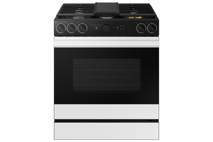 Samsung BESPOKE White Glass 30" Gas True Convection Slide in Range with Oven Camera (6.0cu.ft) - NSG6DB870012AA