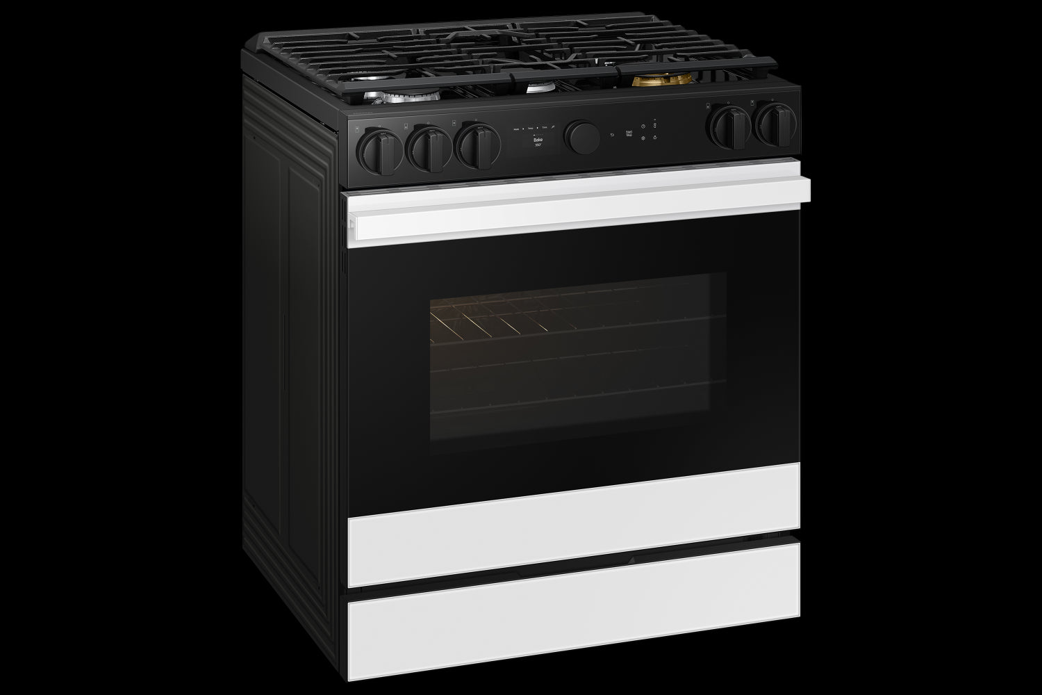 Samsung BESPOKE White Glass 30" Gas True Convection Slide in Range with Oven Camera (6.0cu.ft) - NSG6DB870012AA