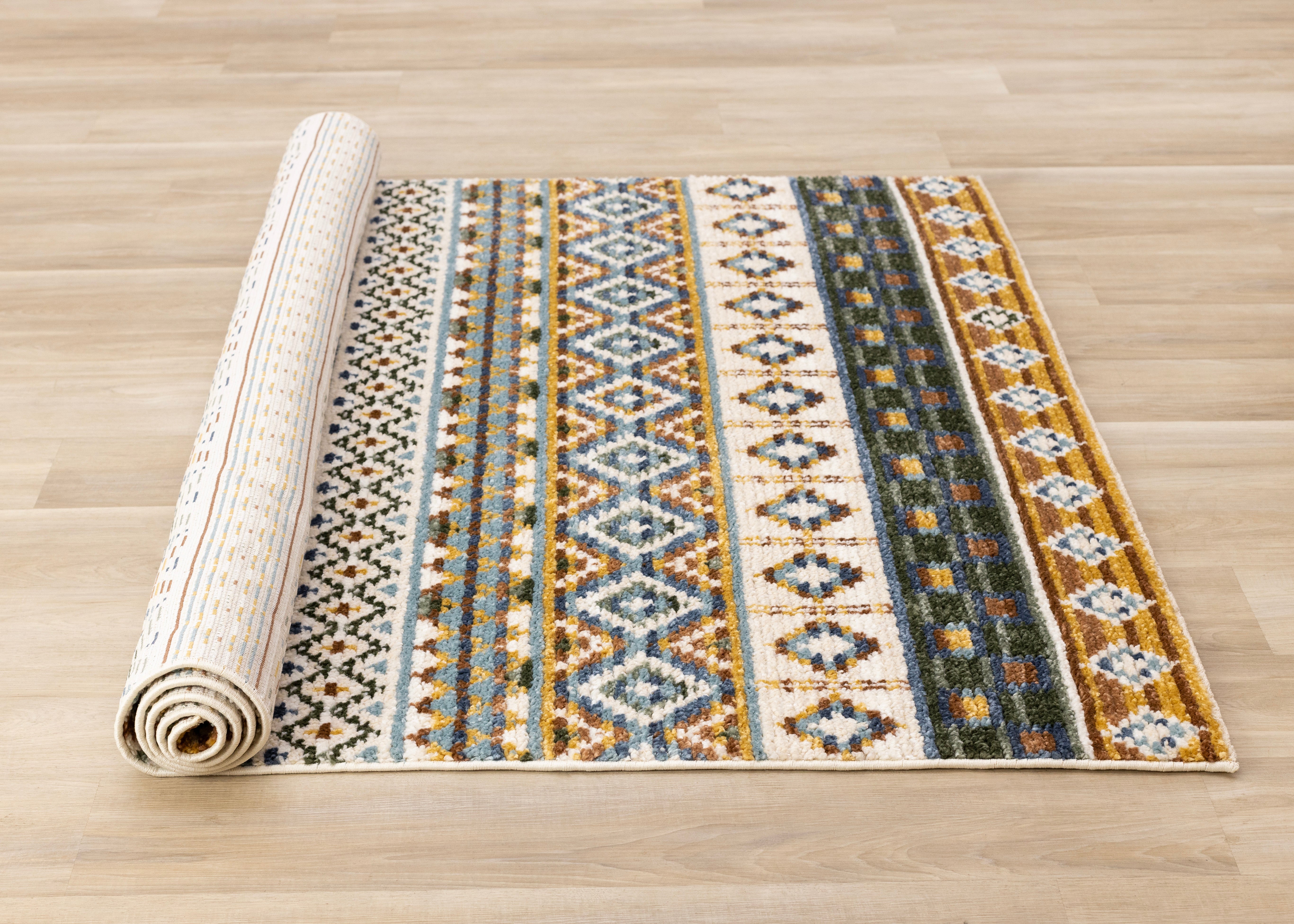 Nala 7'10" x 10'6" Intricate Southwestern Design Area Rug - Yellow, Blue, Green