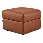 Orlando-Ray cognac Italian leather storage ottoman with cushioned top and stitched detailing