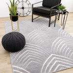 Silver Arches 6'7" x 9'10" Geometric Area Rug - Grey, White