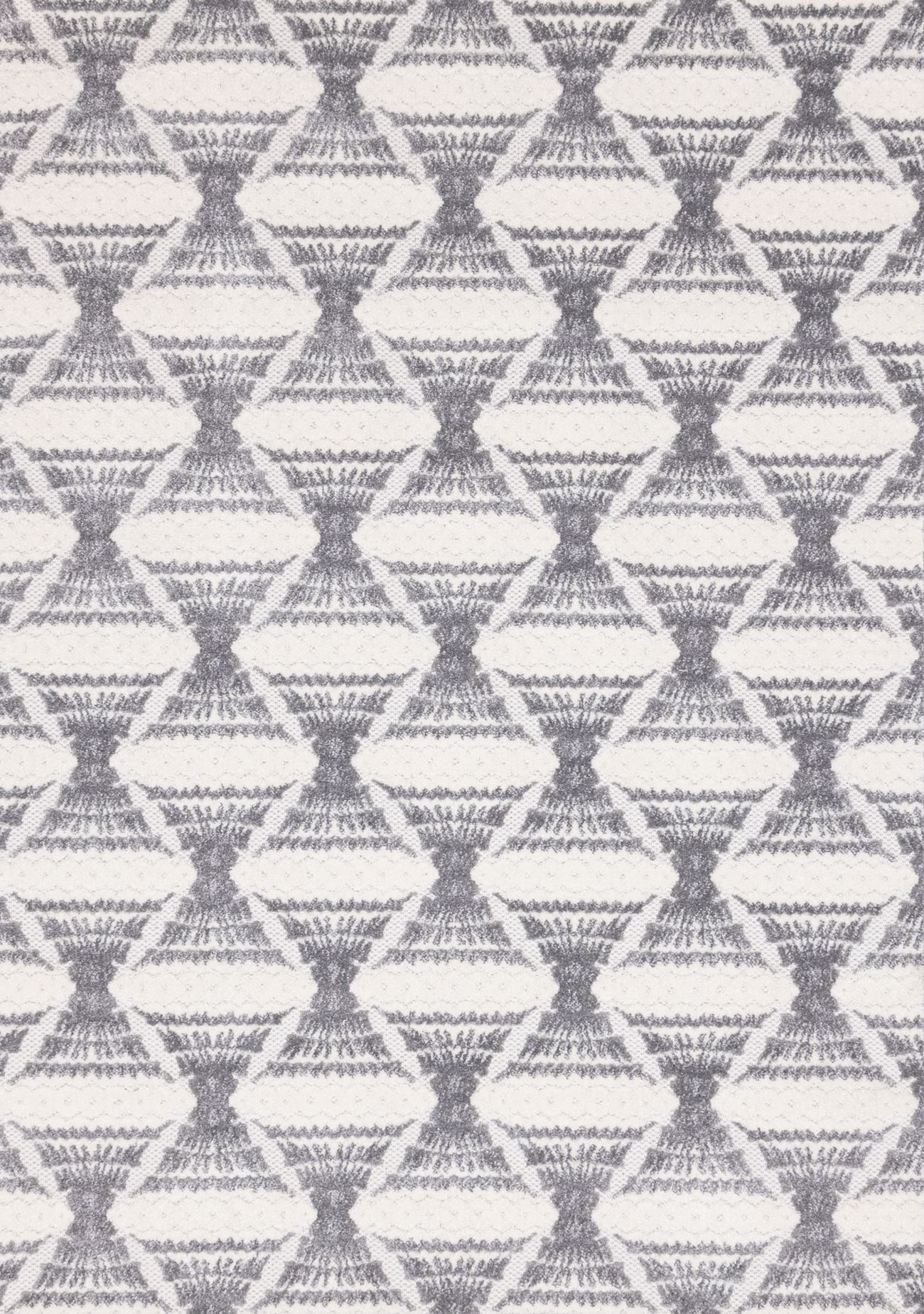 Grey Pathway 6'7" x 9'6" Ogee Patterned Area Rug - Grey, White