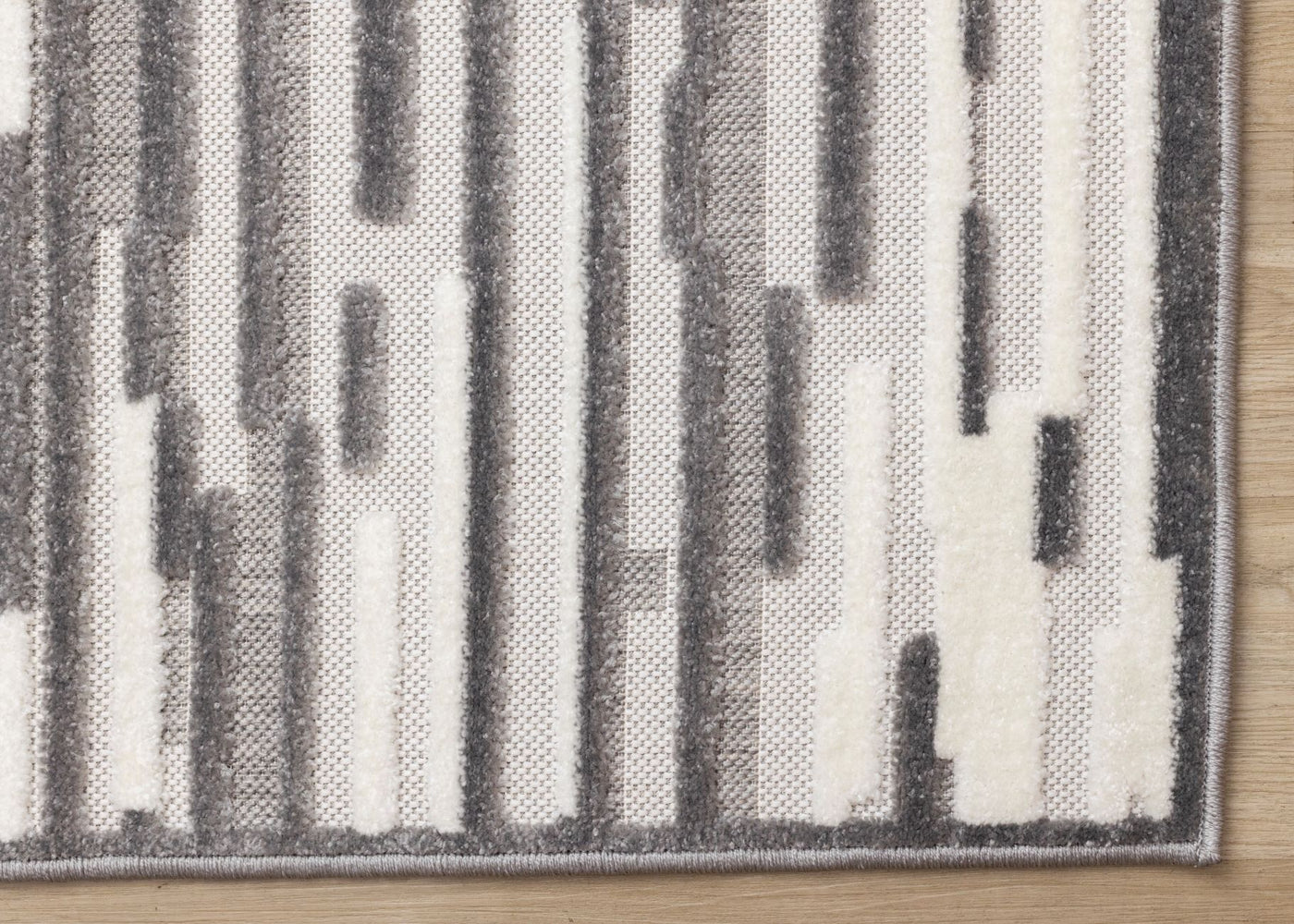 Pixel Drift 5'3" x 7'7" Broken Lines Design Area Rug - Grey, White