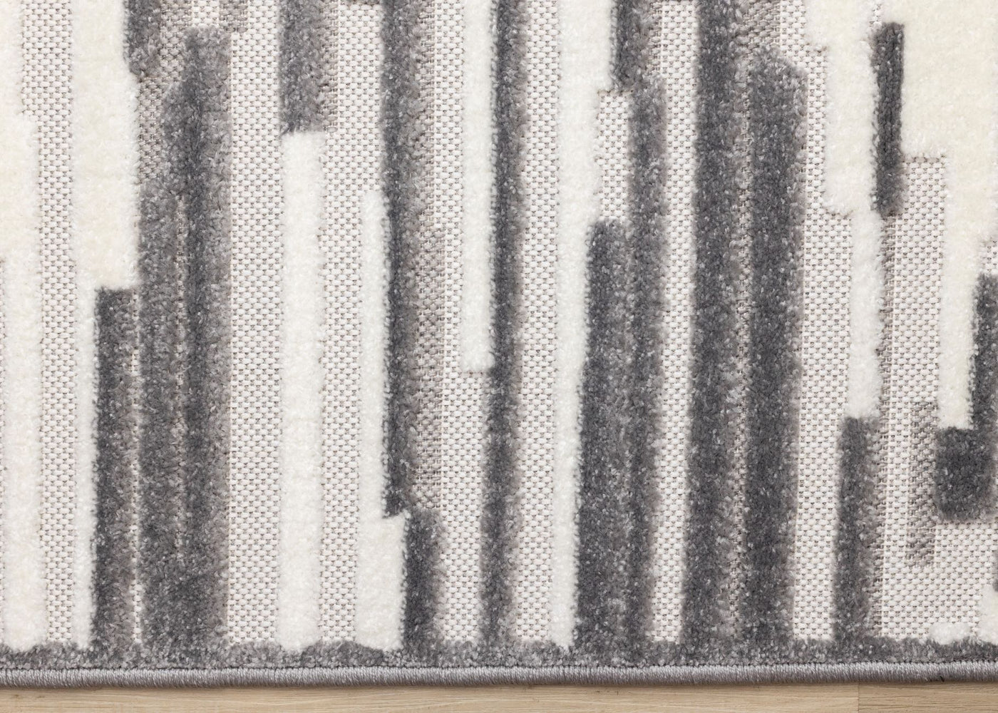 Pixel Drift 5'3" x 7'7" Broken Lines Design Area Rug - Grey, White