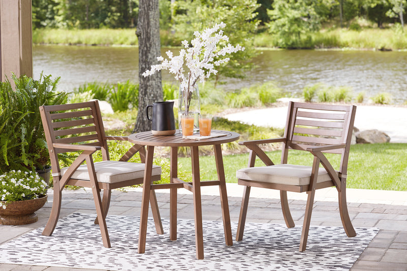 Vallerie 3Piece Outdoor Table and Chairs Set Brown Leon's