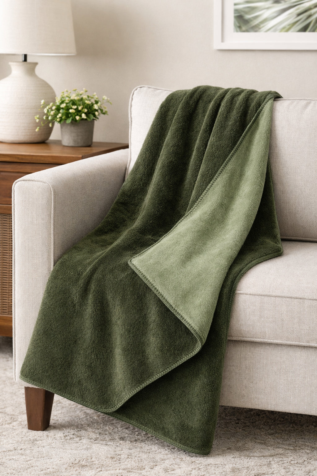 Cotton House Portugal Blanket 50" x 60" - Olive