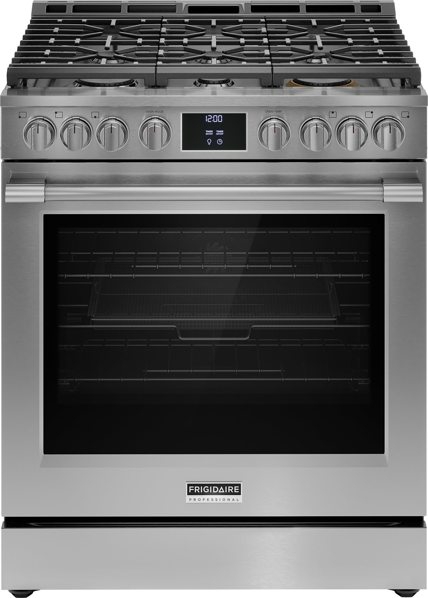 Frigidaire Professional Smudge-Proof® Stainless Steel 30" Front Control Gas Range with Total Convection (6 Cu. Ft) - PCFG3080AF
