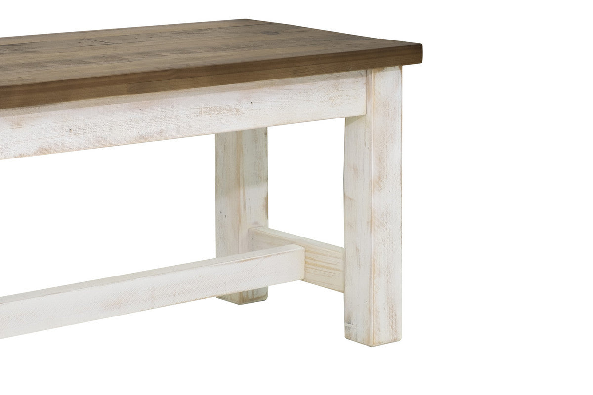 Borsgade Reclaimed Pine Bench - Antique White/Rustic Natural