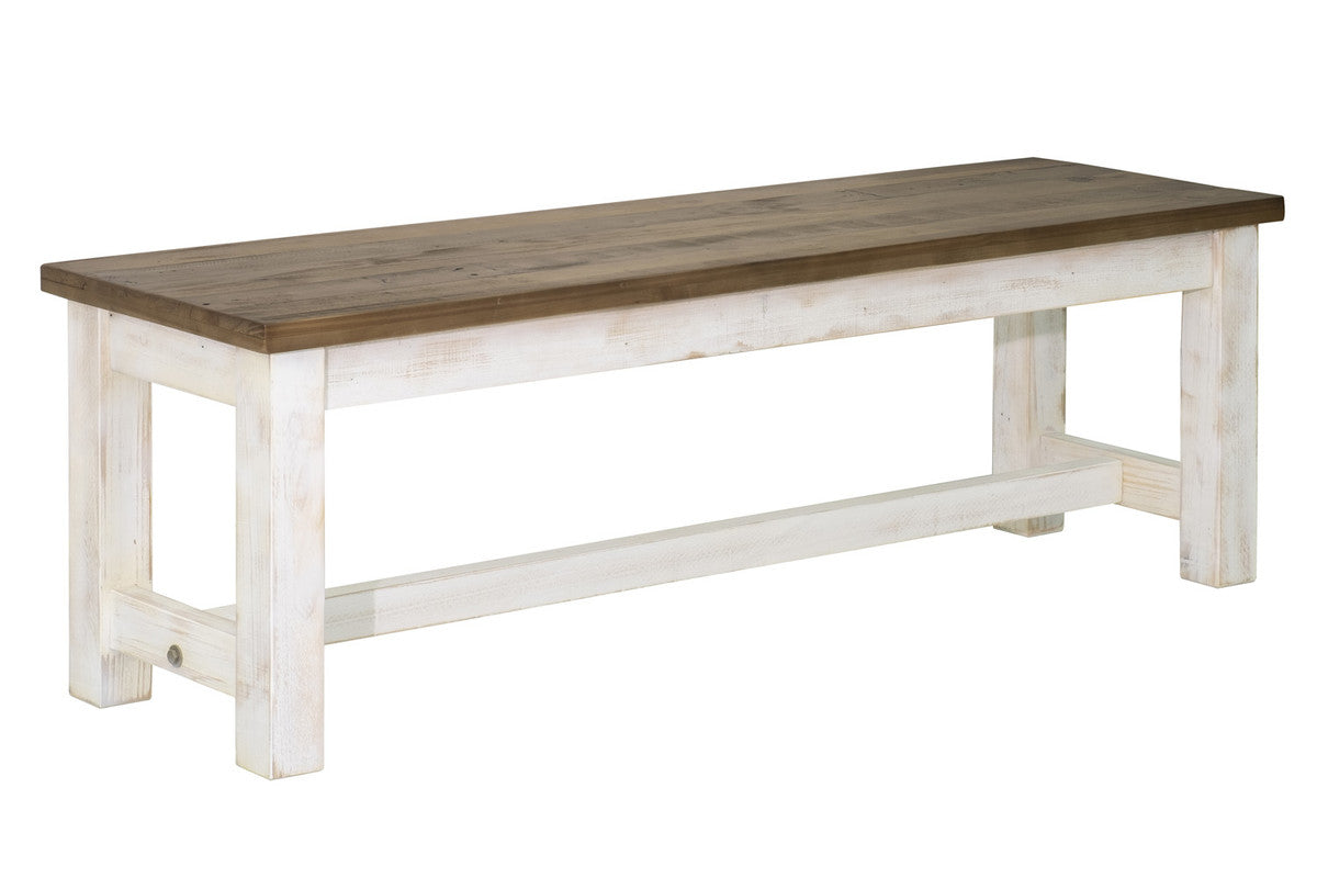 Borsgade Reclaimed Pine Bench - Antique White/Rustic Natural