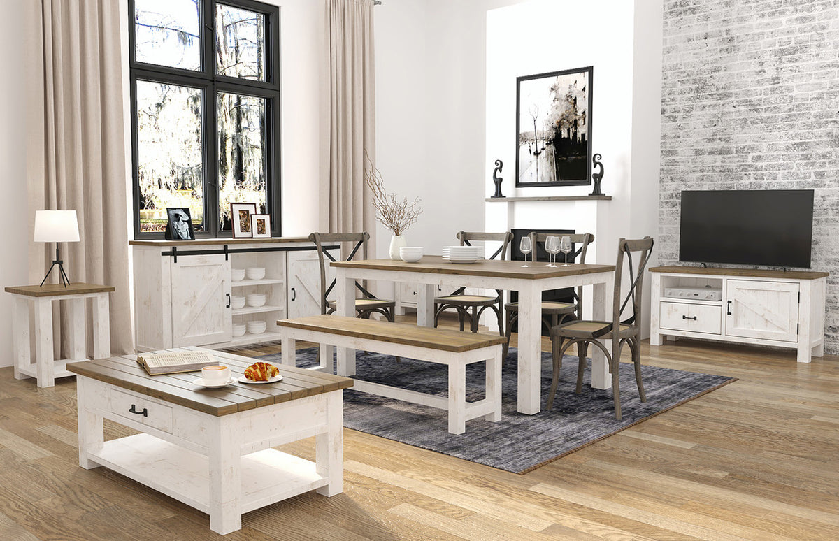 Borsgade 49.25" Reclaimed Pine TV Stand - Antique White/Rustic Natural