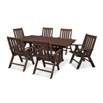 POLYWOOD® Vineyard 7-Piece Farmhouse Folding Dining Set - Mahogany