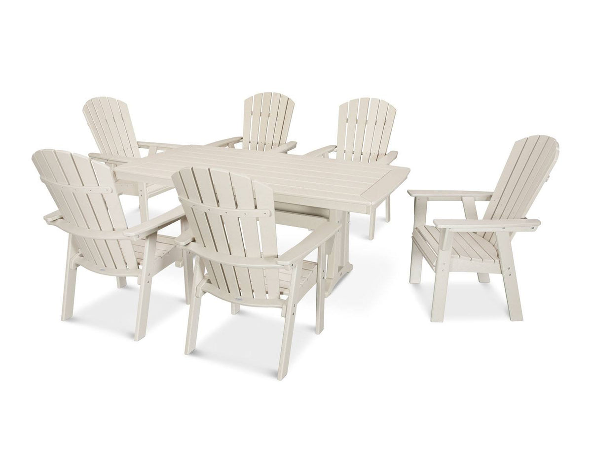 POLYWOOD® Nautical Adirondack 7-Piece Trestle Dining Set - Sand