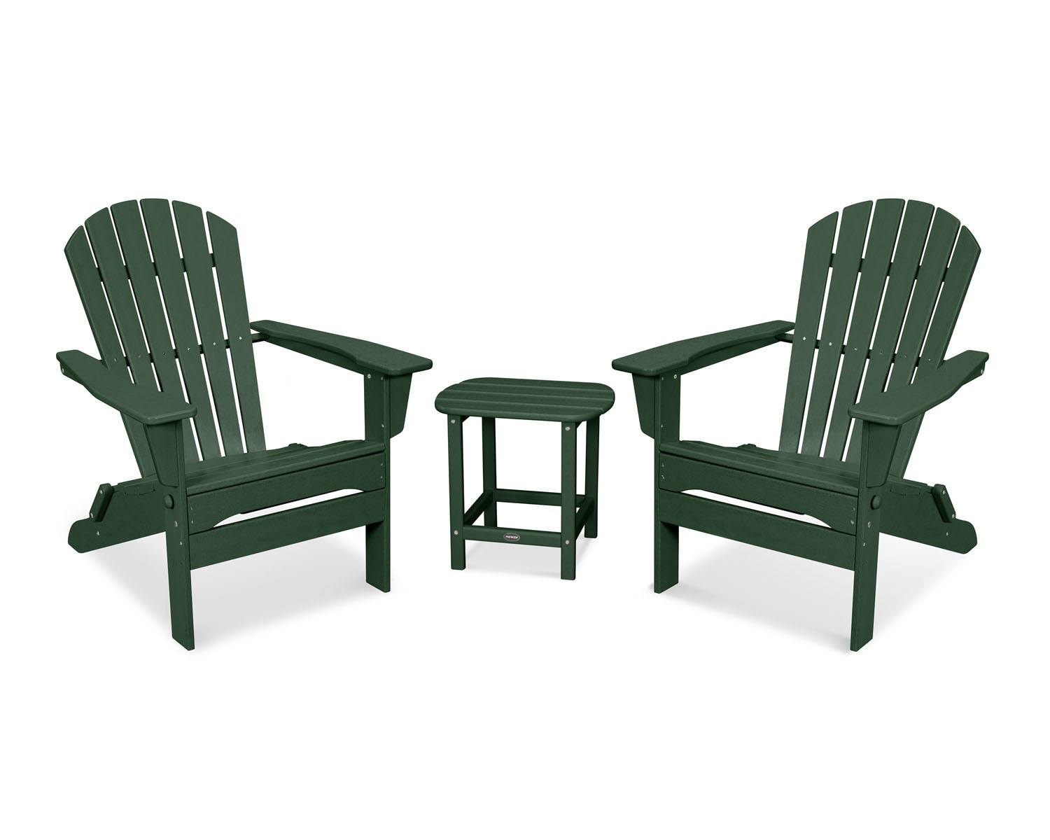 POLYWOOD® South Beach 3-Piece Folding Adirondack Set - Green
