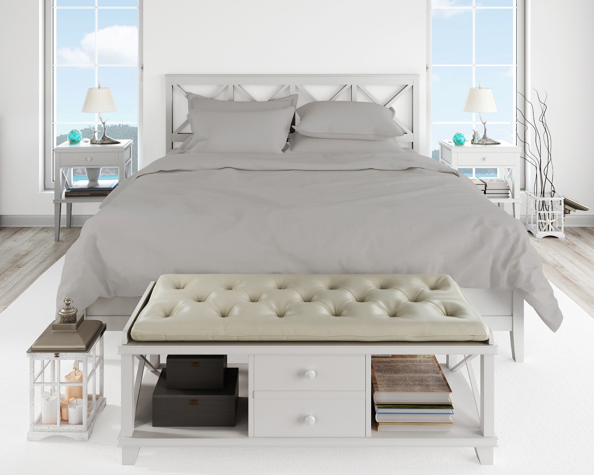 Cotton House 600 Thread Count 100% Egyptian Cotton Queen Sheet Set - Silver