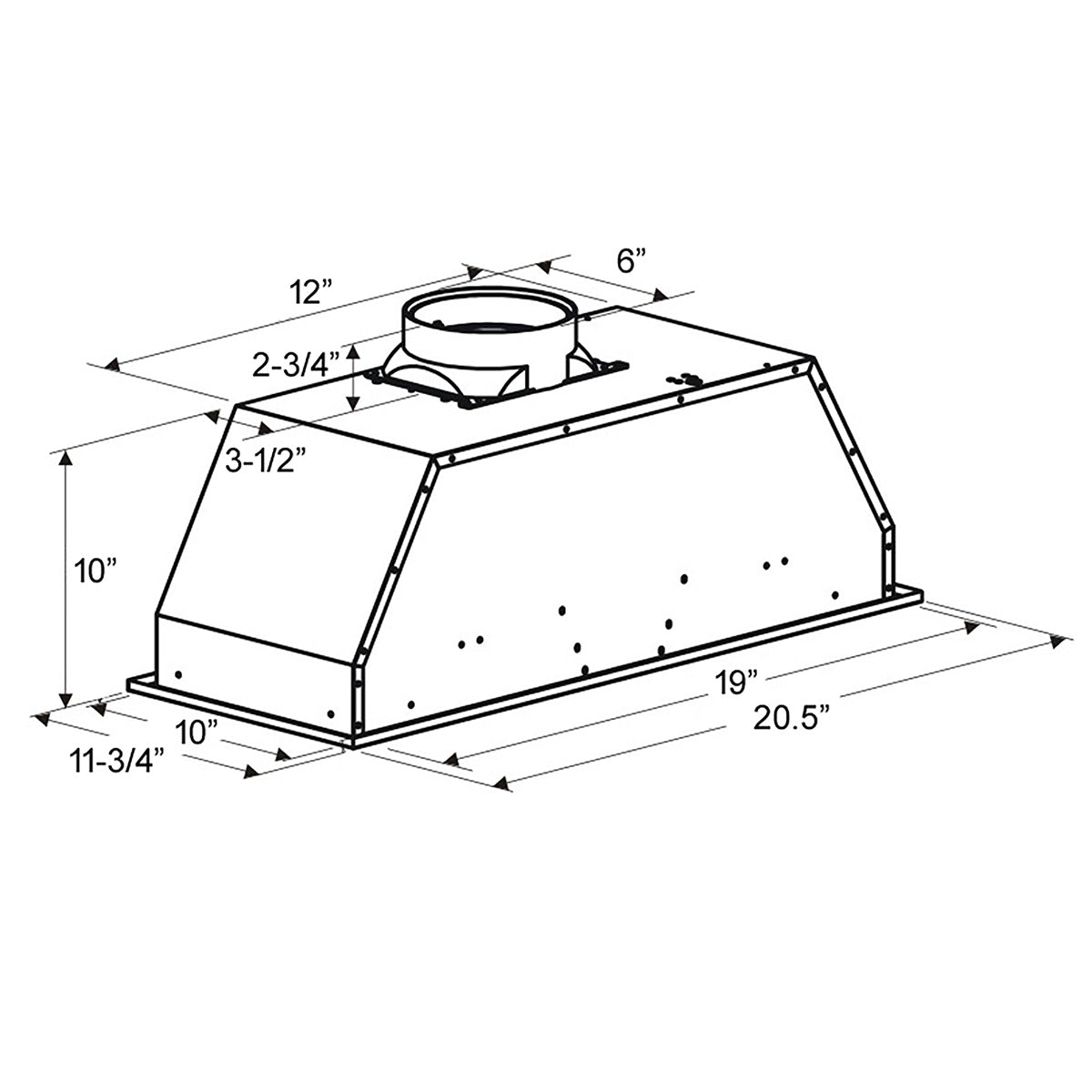 VICTORY Stainless Steel 21" 450 CFM Range Hood Insert - Q6-21
