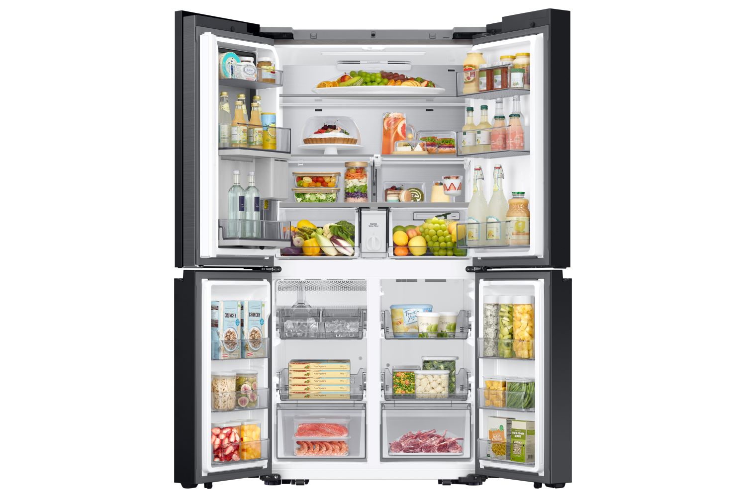 Samsung BESPOKE 36" 22.5 Cu. Ft. Stainless Steel 4-Door Flex French Door Refrigerator with AI Family Hub+ - RF23DB9900QDAC