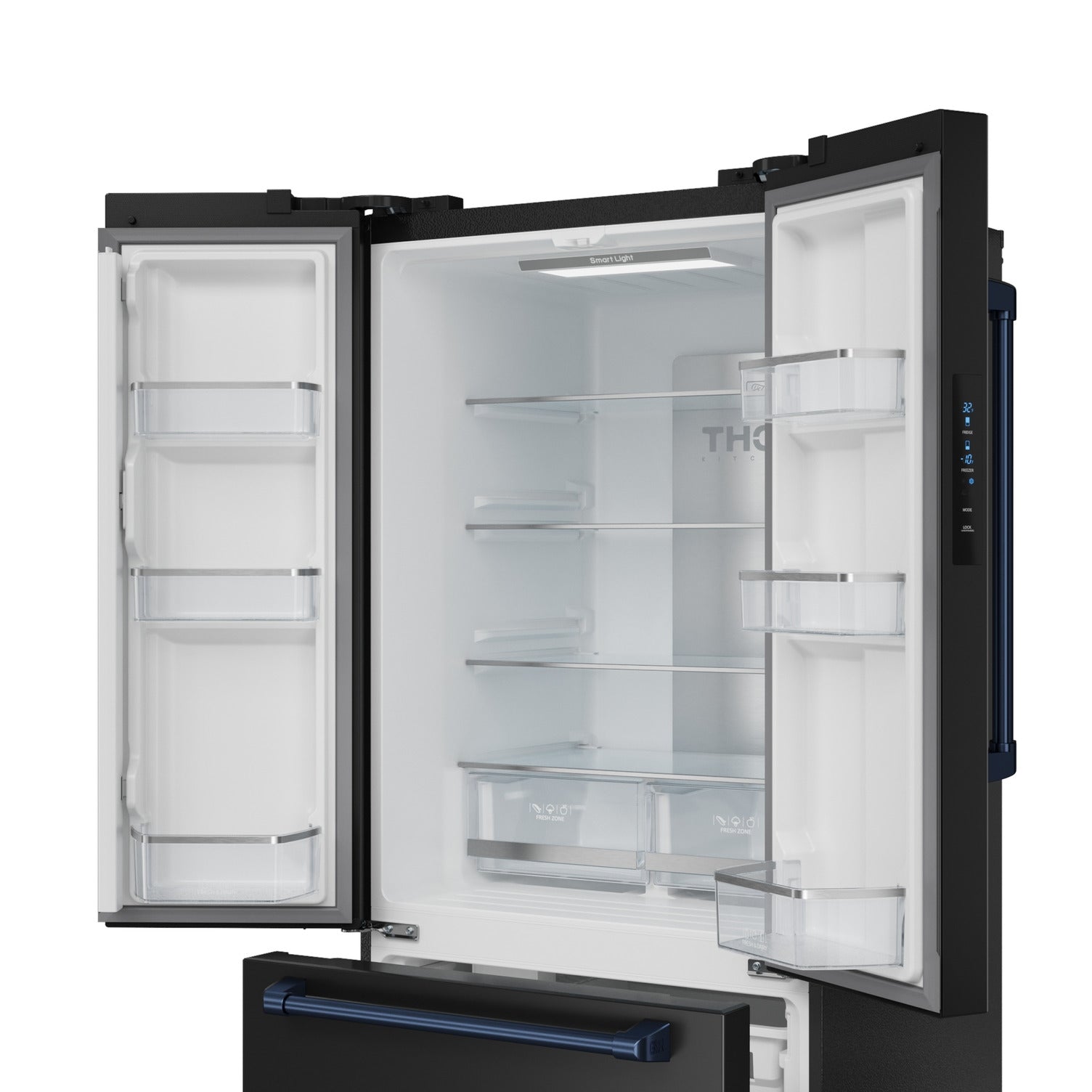 Thor Kitchen - Gordon Ramsay Collection 30" 17.5 Cu. Ft. Matte Black Counter-Depth French Door Refrigerator with Ice Maker - RF3017FFD00-BLU